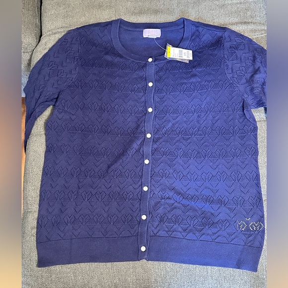 Blue Button-Up Cardigan - Picture 1 of 6